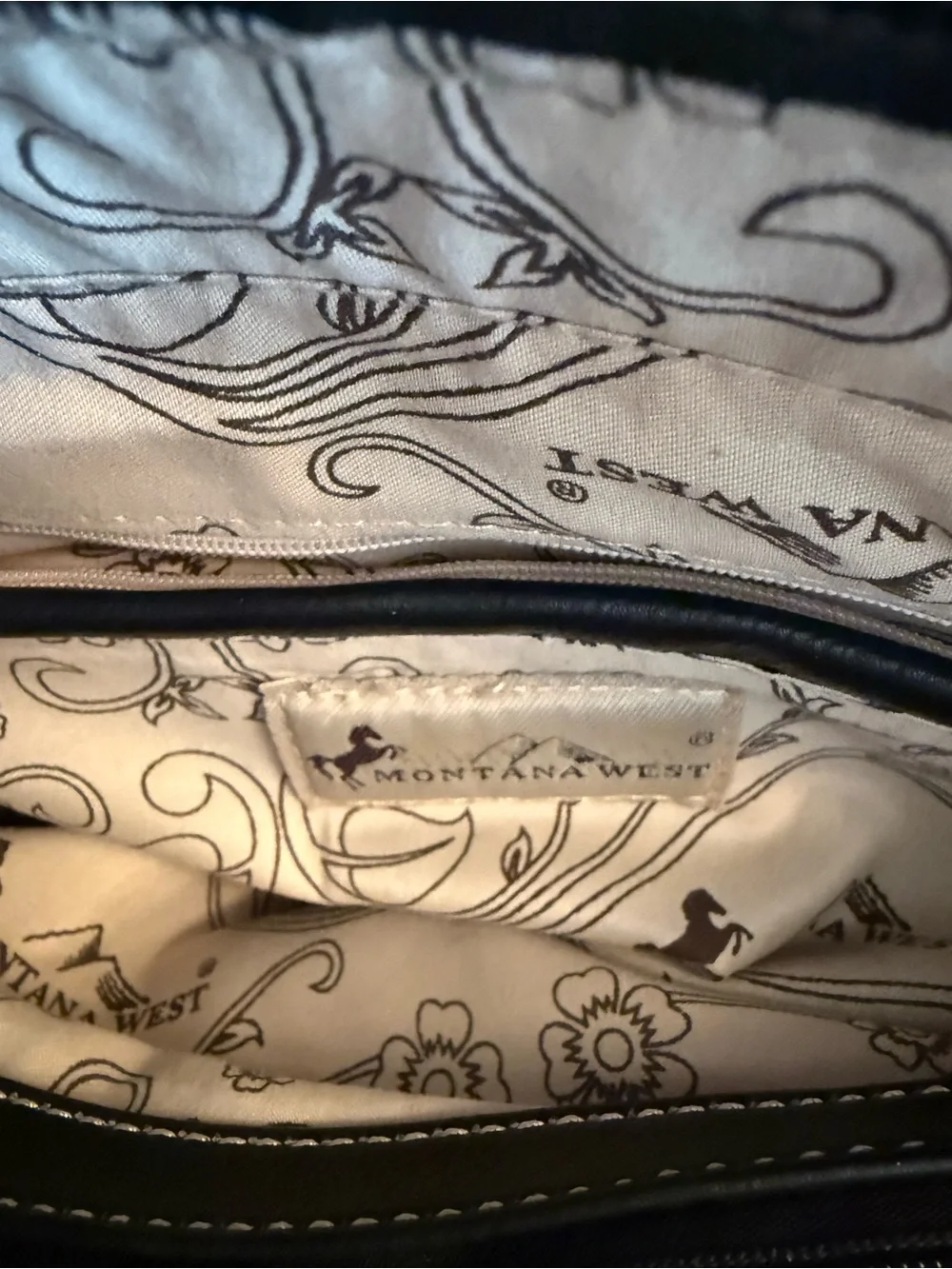 New Concealed Carry Turquoise Embroidered Feather Accent Shoulder Bag - Women